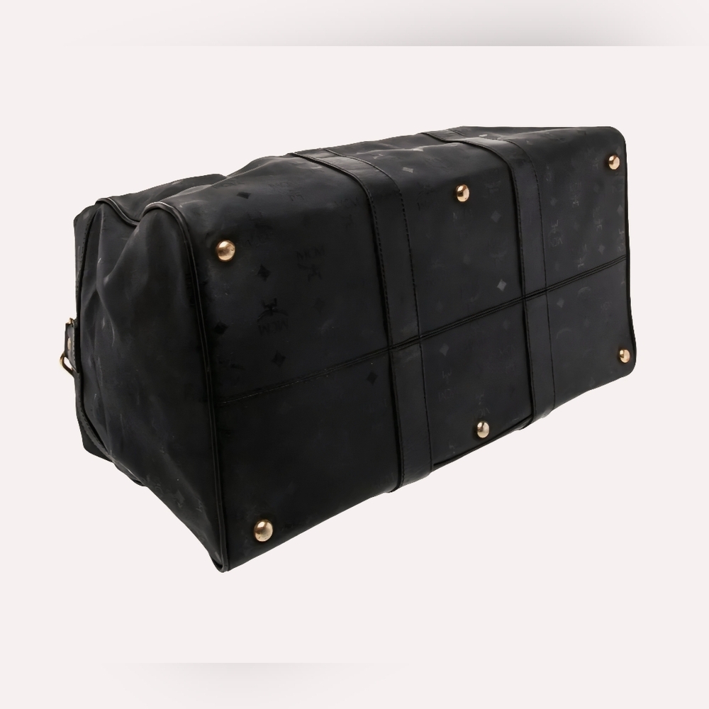 MCM Boston Black & Gold Nylon Weekender (STRAP/LUGGAGE TAG)(EUC)(COA)✨️🖤✨️ - Picture 3 of 13